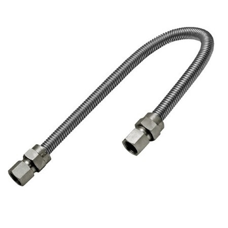 FLEXTRON Gas Line Hose 1/2'' O.D. x 24'' Length 1/2" x 3/8" FIP Fittings, Stainless Steel Flexible Connector FTGC-SS38-24E